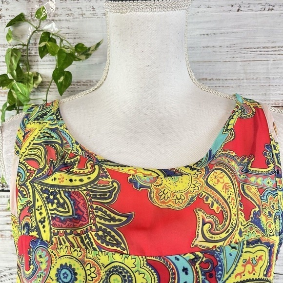 Robbie Bee Tunic Dress size 12 Pink Yellow Paisley Sheer A Line Lagenlook Boho - Picture 6 of 16